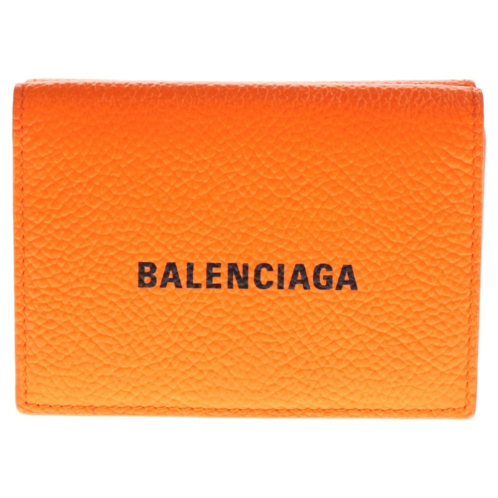 BALENCIAGA バレンシアガ CASH MINI WALLET 594312 ロゴ キャッシュ ミニ ウォレット 財布 オレンジ拍卖