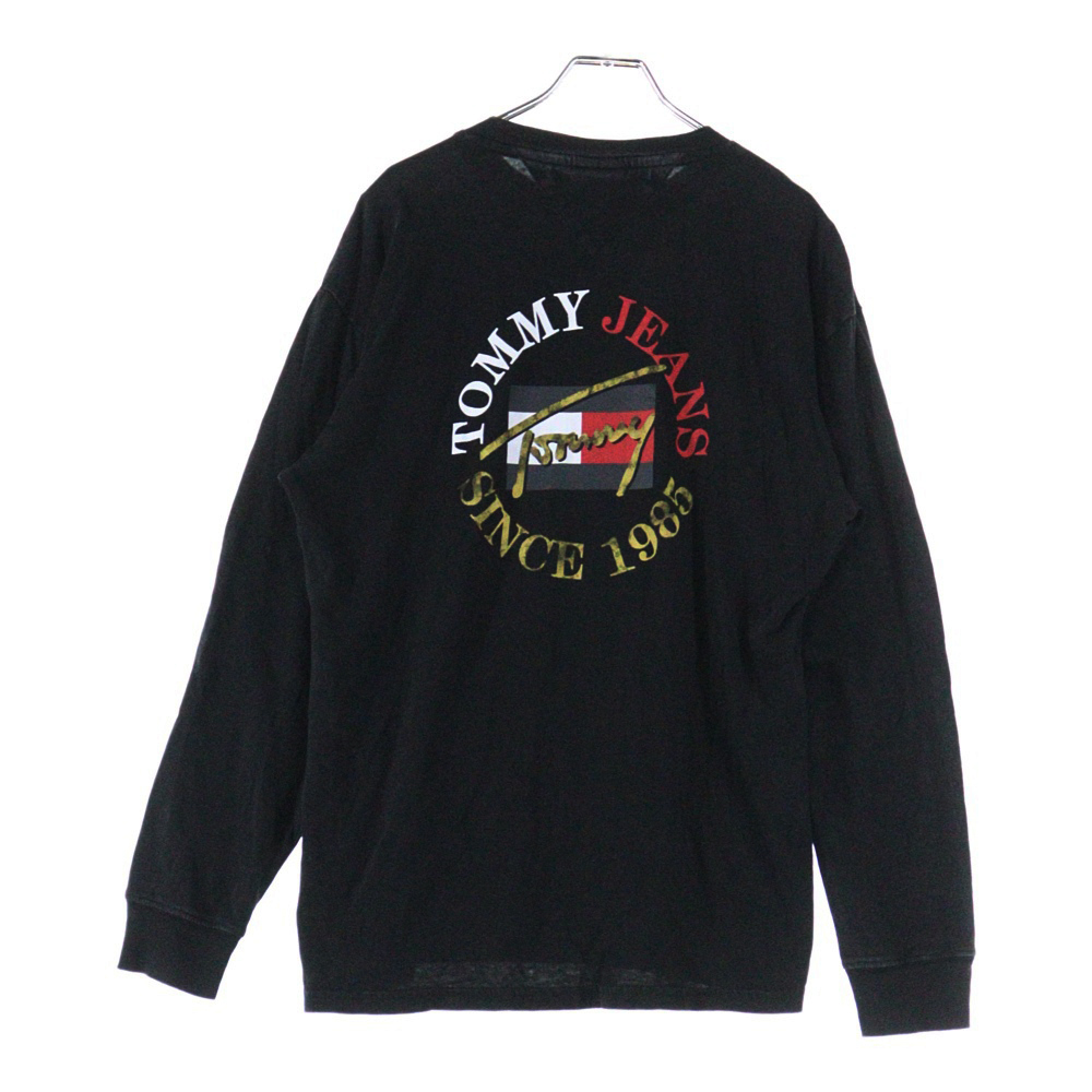 TOMMY JEANS トミージーンズ バッグロゴプリント 長袖クルーネックTシャツカットソー ブラック拍卖