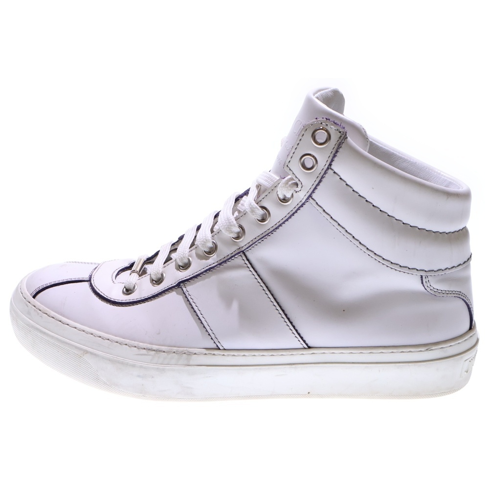 JIMMY CHOO ジミーチュウ ロゴ刻印 レザーハイカットスニーカー ホワイト拍卖