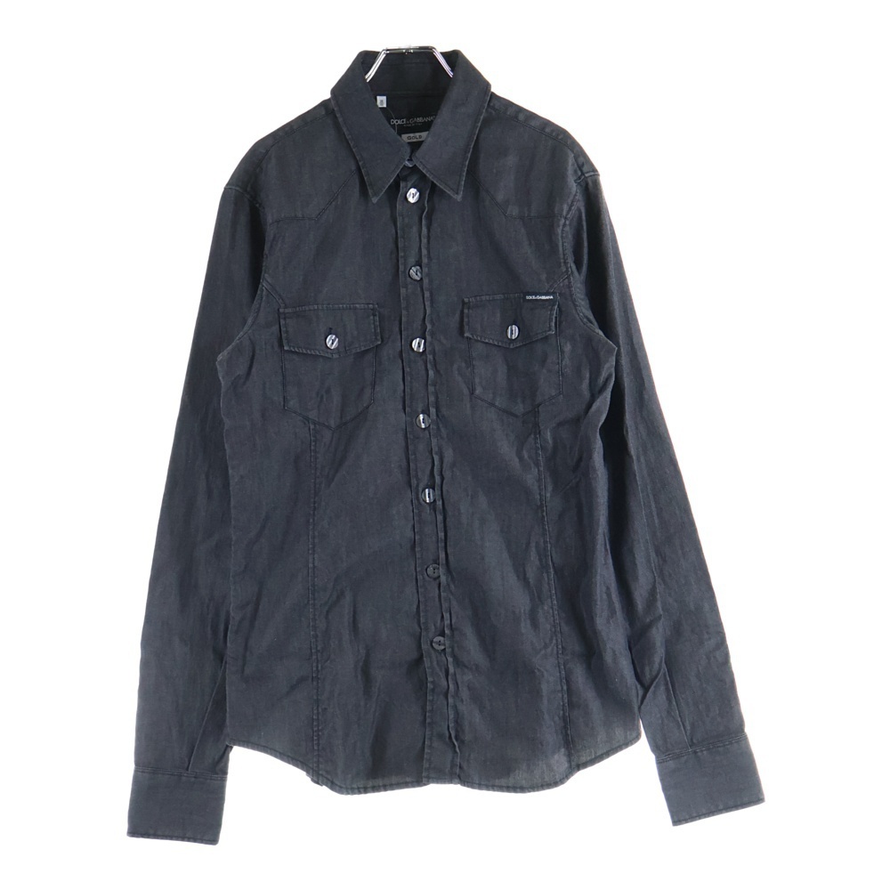 DOLCE & GABBANA ドルチェアンドガッバーナ 2ポケット ロングスリーブ デニムシャツ ブラック G5581D拍卖