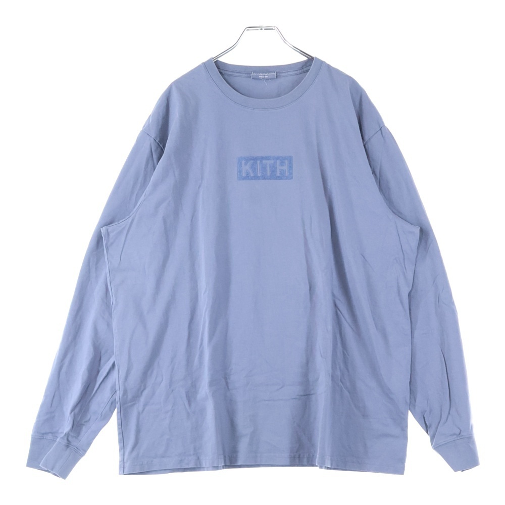 KITH キス BOX LOGO ELEVATION LS TEEボックスロゴ ロングスリーブTシャツ カットソー ブルー KHM032543拍卖
