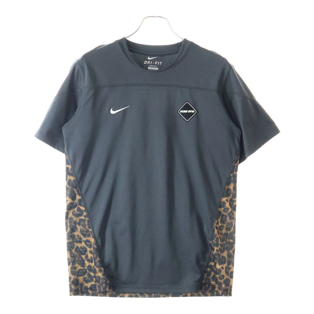 エフシーアールビー/エフシーレアルブリストル × NIKE ナイキ ロゴ プリント レオパード 切替 半袖カットソー Tシャツ グレー 640470‐030拍卖