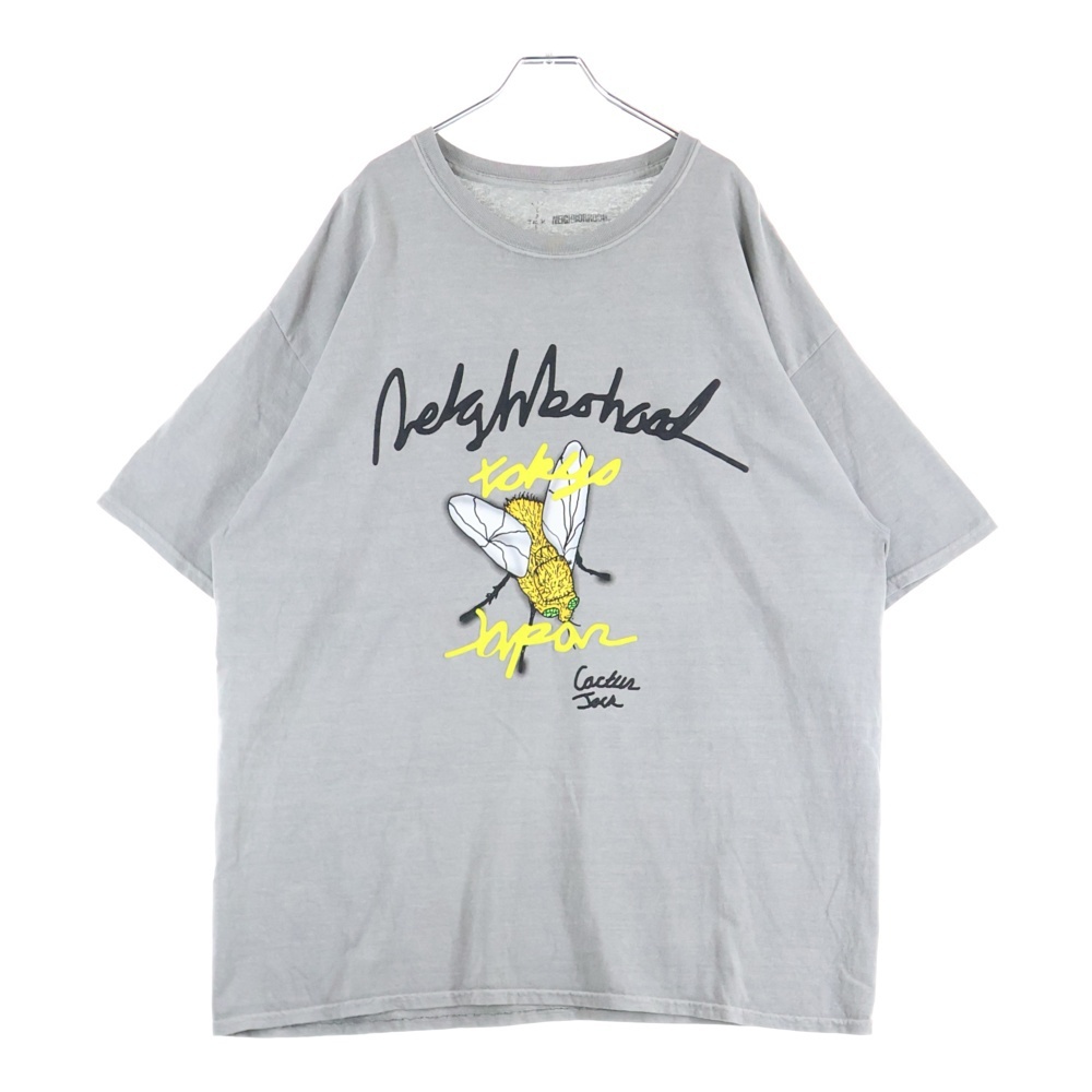 Cactus Jack カクタスジャック 21SS ×NEIGHBORHOOD ×ネイバーフッド 両面プリントデザイン クルーネック カットソー 半袖Tシャツ グレー拍卖