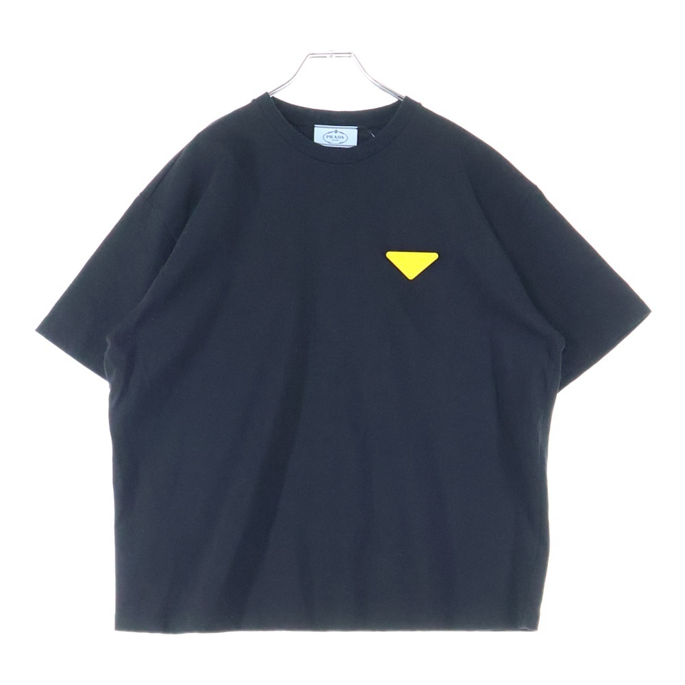 PRADA プラダ ロゴプレート付き クルーネック半袖Tシャツ ブラック 3558A S211 10UP拍卖