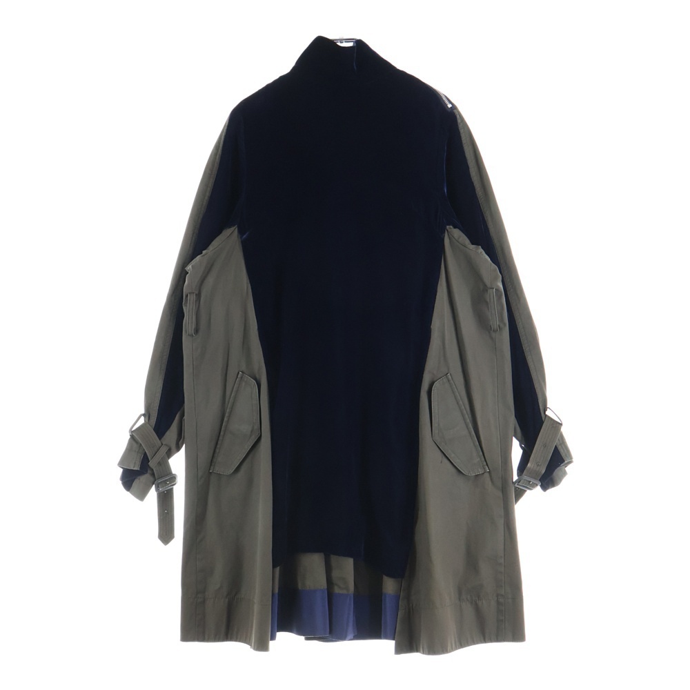 Sacai サカイ ベロア 切替 トレンチコート ネイビー/カーキ 13-01880拍卖