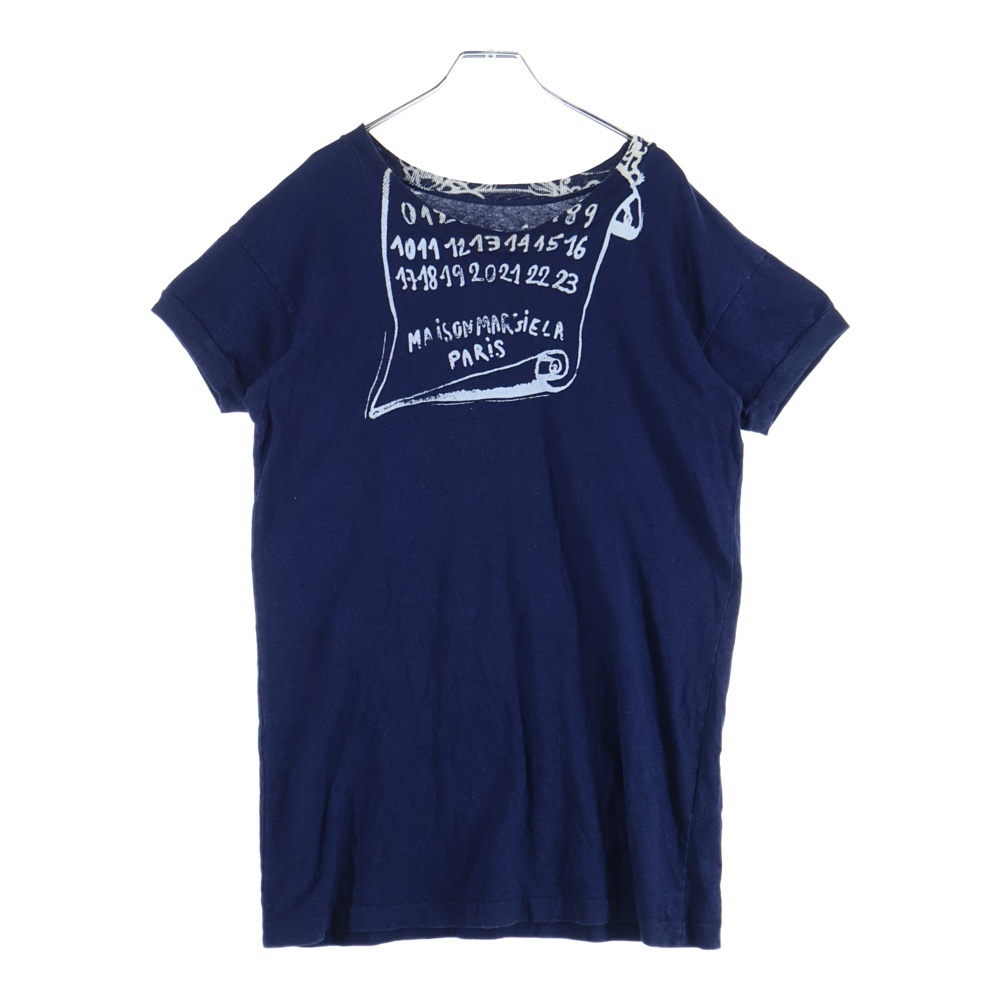 メゾンマルジェラ 1 10 21SS カレンダープリント クルーネック 半袖Tシャツ カットソー ネイビー/インディゴ S50GC0648拍卖