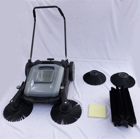 格安売り切り!新品 手押しスイーパー 屋外掃除 路上掃除 落ち葉 ゴミ 掃除機 工場床 会社 学校 病院 廊下など 交換ブラシ フィルター付き拍卖