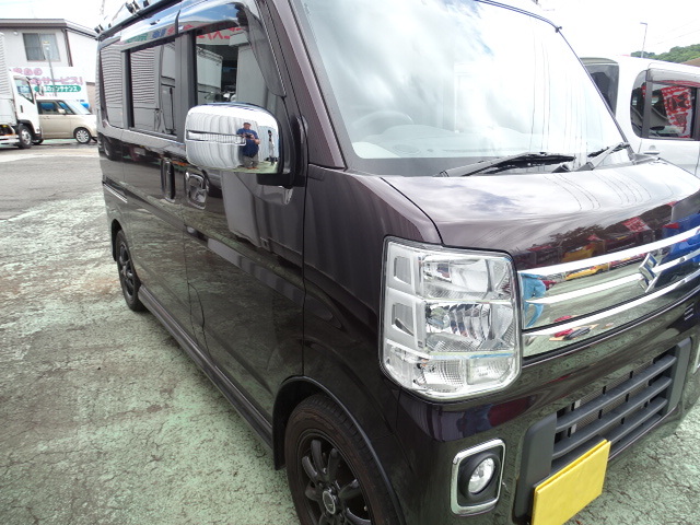 スズキ エブリィワゴン DA17W 専用設計 ドアミラーウィンカー付き ミラーカバー 左右 鏡面メッキ 高級感アップ 貼り付けかんたん装着!拍卖