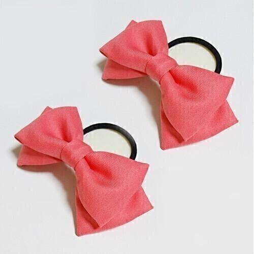 【送料無料】濃いピンク色リボン ヘアゴム 2個 髪飾り コスプレ衣装 ハンドメイド コミケ 夏コミ 冬コミ ハロウィン シンプル 無地【即決】拍卖