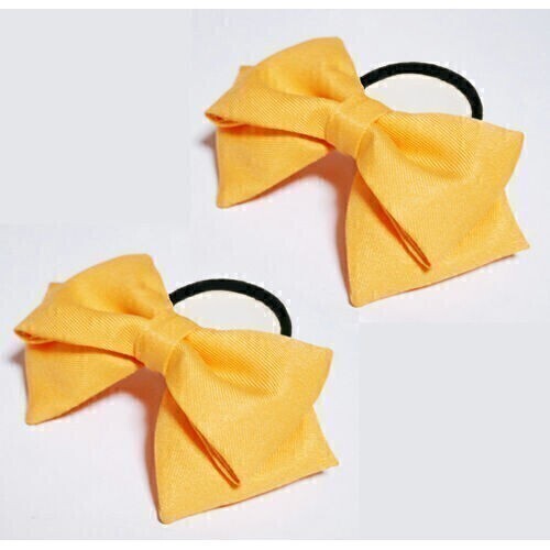 【送料無料】黄色 リボン ヘアゴム 2個 髪飾り コスプレ衣装小物 ハンドメイド イエロー クリスマス コミケ シンプル 無地【即決】拍卖