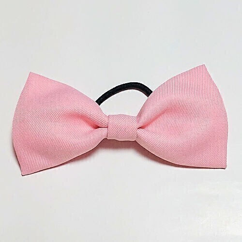 【送料無料】パステルピンク色リボン ヘアゴム 髪飾り コスプレ衣装小物 薄ピンク コミケ ハロウィン クリスマス シンプル 無地【即決】拍卖