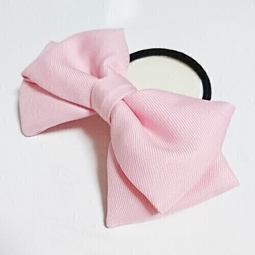 【送料無料】薄ピンク色リボン ヘアゴム 髪飾り コスプレ衣装小物 パステルピンク ハンドメイド シンプル 無地【即決】拍卖