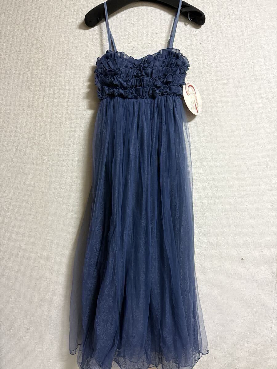 未着用 タグ付 ジェラートピケ gelato pique ネイビー キャミソールワンピース レース チュール クリスマス限定拍卖