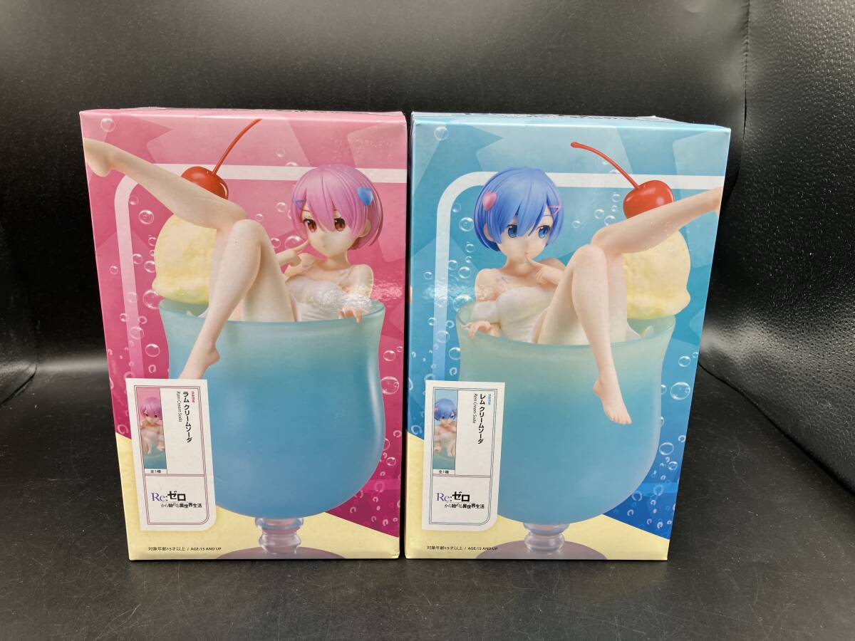 ラウンドワン限定 Re:ゼロから始める異世界生活 レム・ラム クリームソーダ 1/7スケールフィギュア 2種 / エルココ拍卖