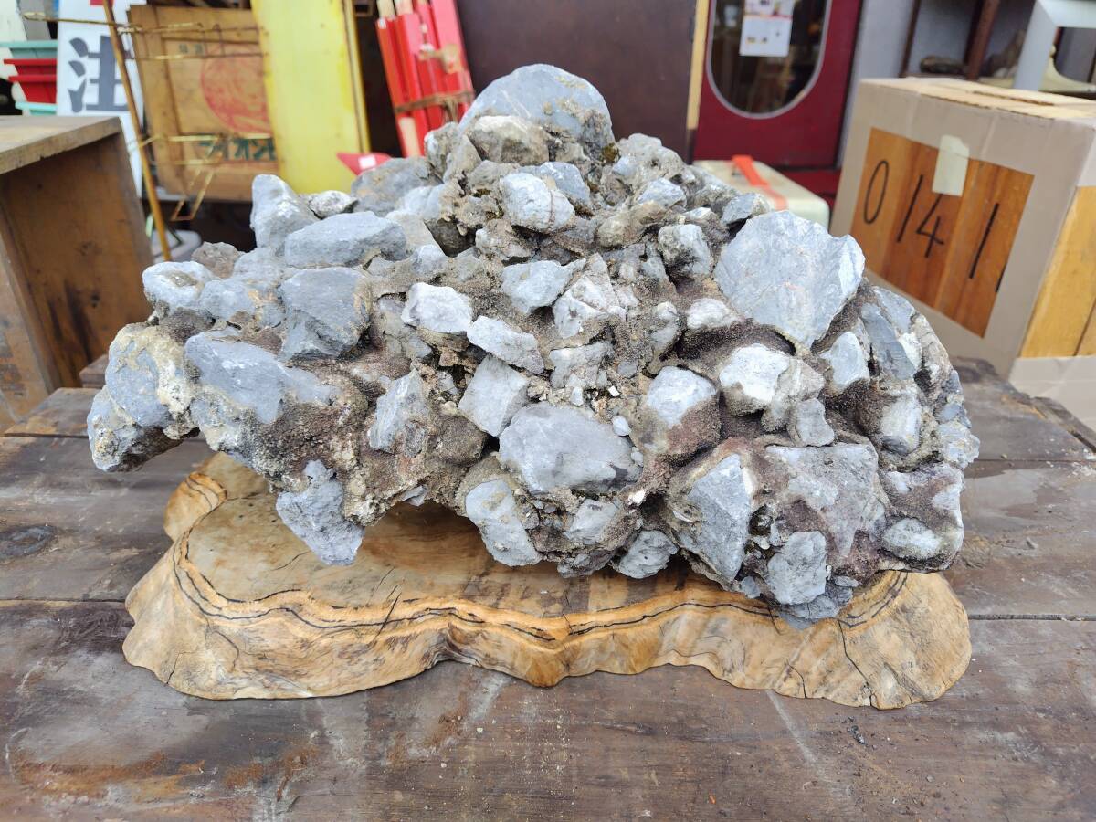 珍品 さざれ石 約21kg 木板付き 検)君が代 天然石 パワーストーン 風水 浄化 魔除け 厄除け 縁起物 拍卖