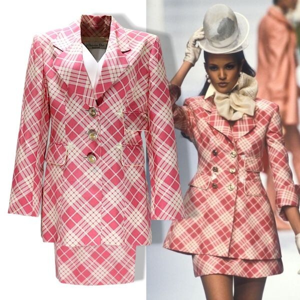 ◆超レア◆ 正規品 Vintage Christian Dior クリスチャン ディオール GIANFRANCO FERRE チェック ジャケット スカート セットアップ拍卖