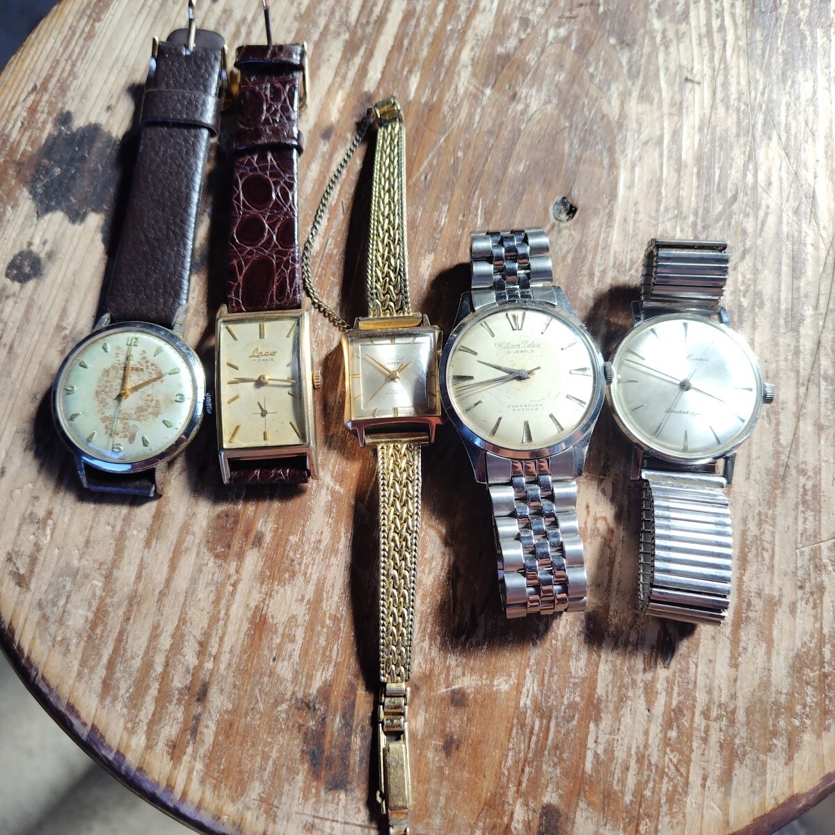 シチズン Laco セイコークロノス SEIKO 5個まとめ売り 右2個 実動 腕時計 アンティーク CITIZEN拍卖