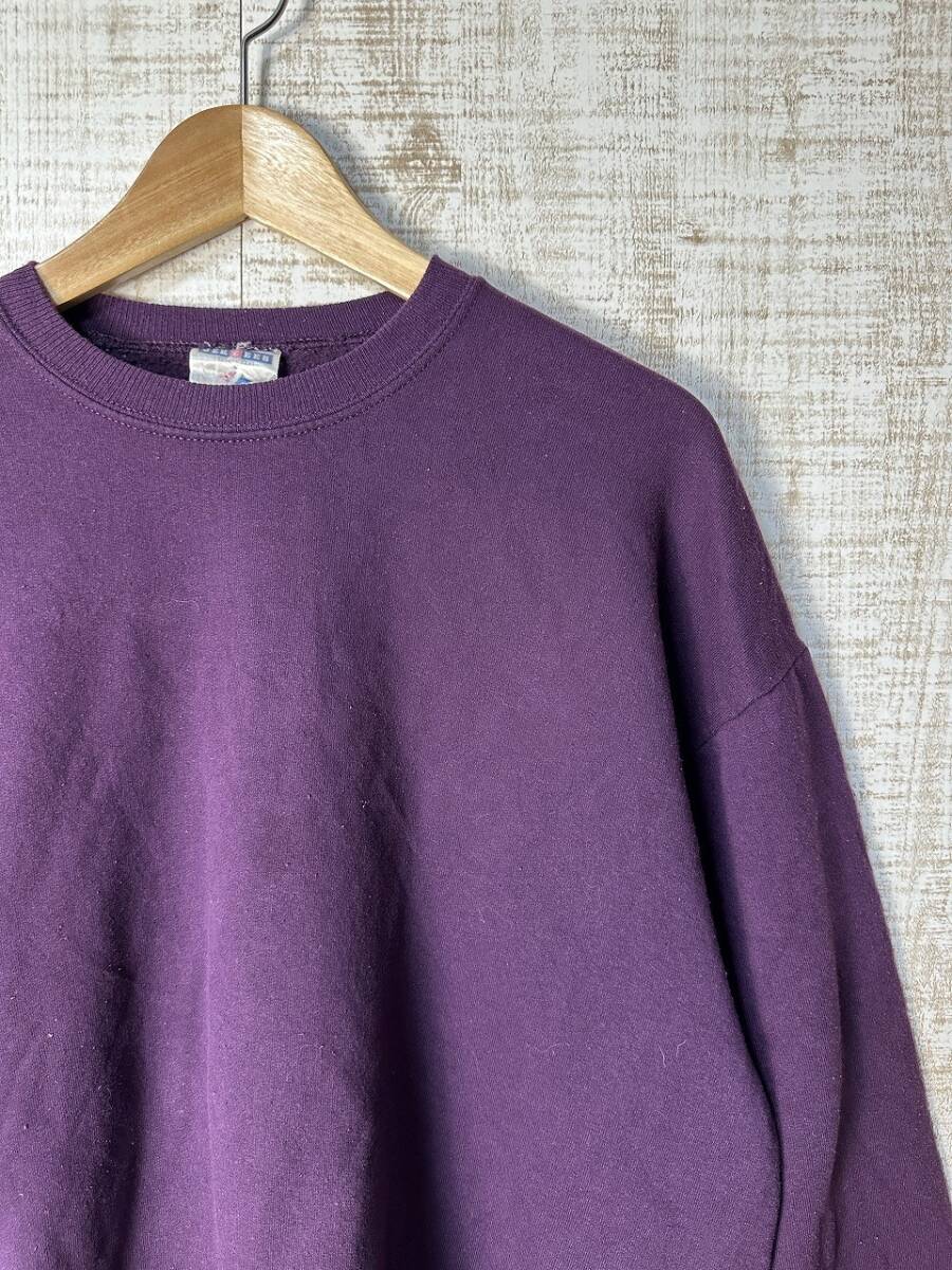 ☆US古着 FRUIT OF THE LOOM フルーツオブザルーム スウェット トレーナー 無地 紫パープル 裏起毛ボア レディース【L】 ◆5271◆拍卖