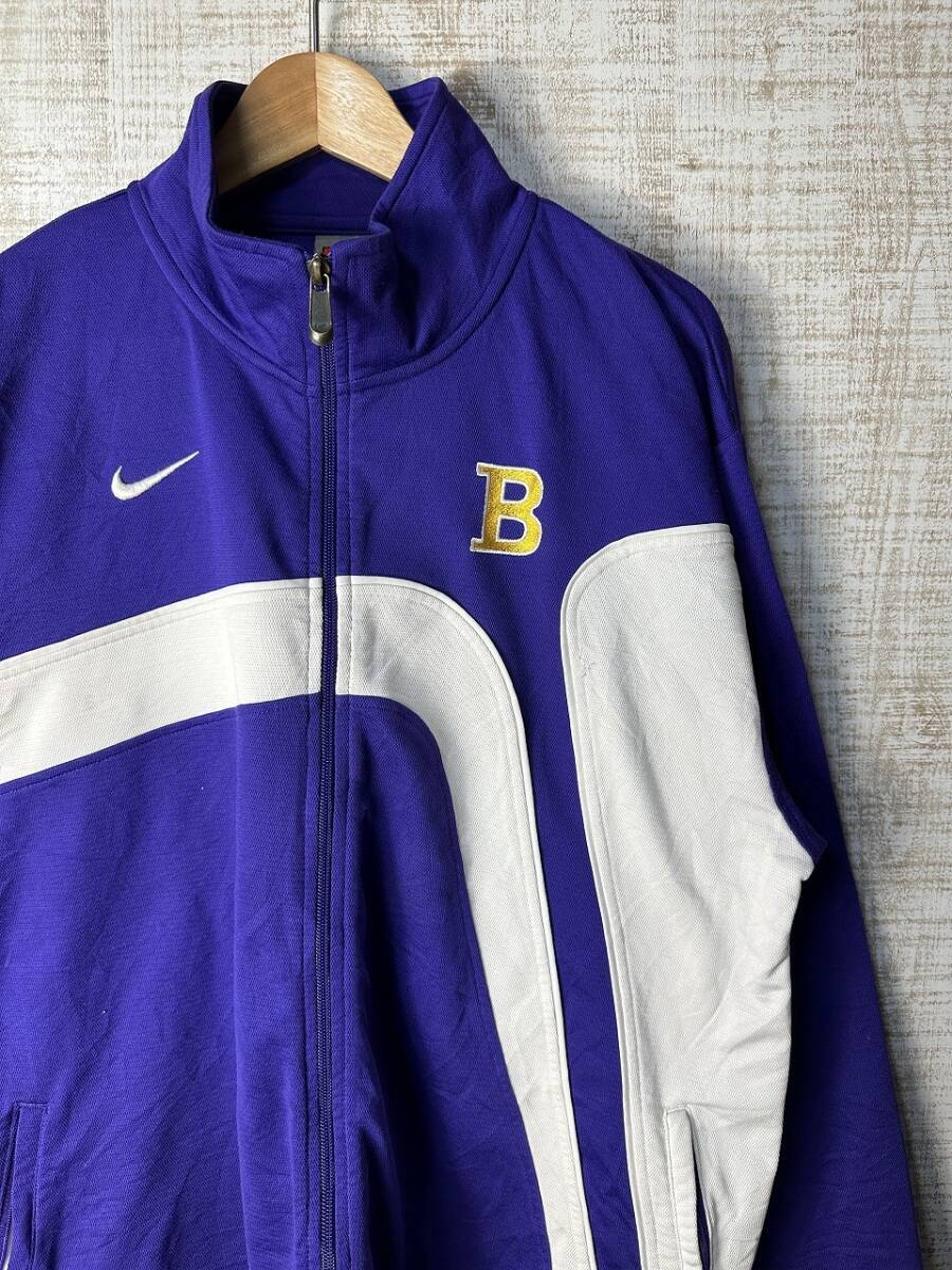 ☆US古着 NIKE ナイキ ナイロン ジャージ スポーツ ロゴ刺繍 紫パープル×白ホワイト【M】ポリエステル ◆5303◆拍卖