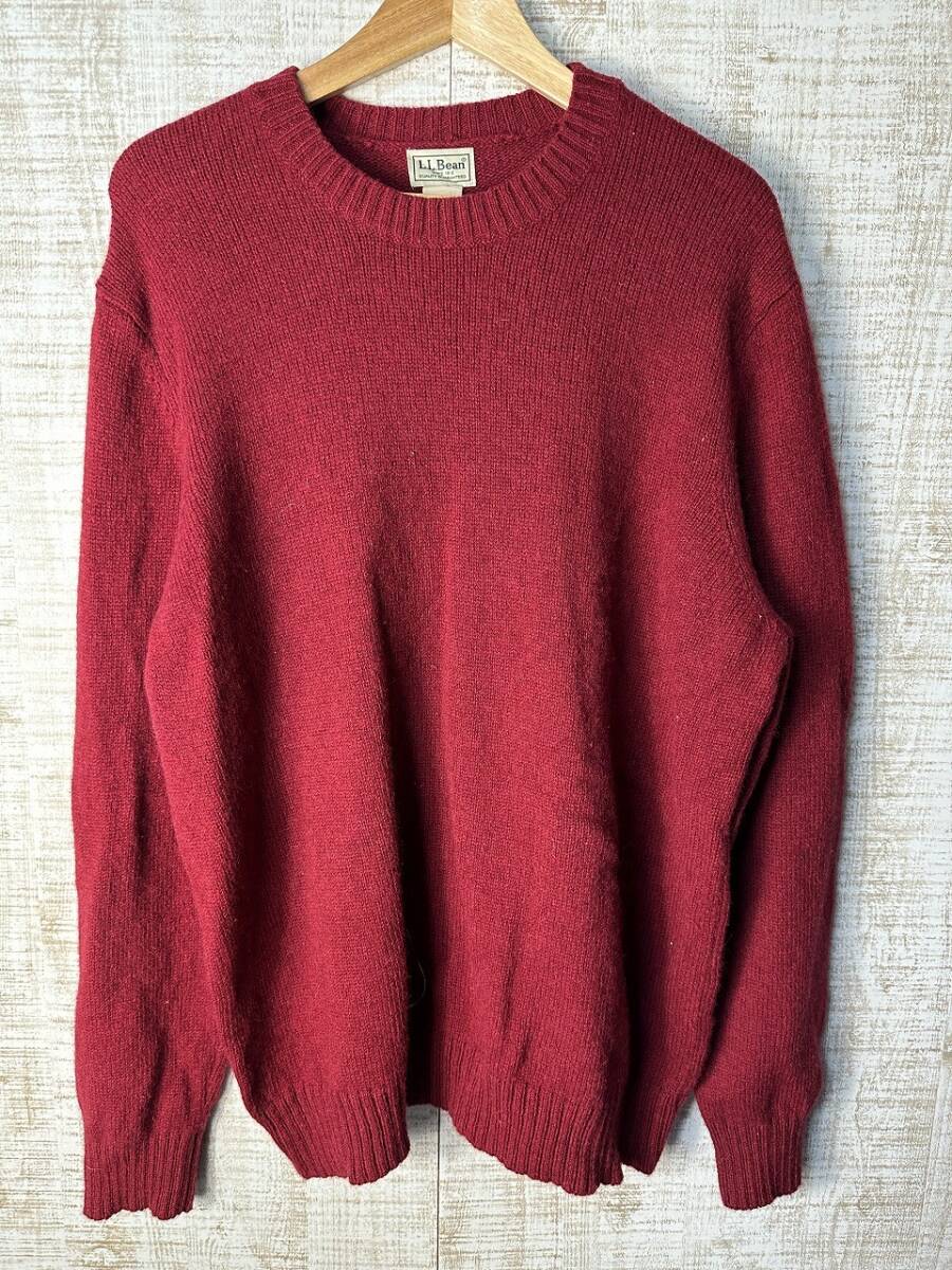 ☆ビッグサイズ US古着 L.L.Bean エルエルビーン 90s 90年代 ニット セーター ウール ハイゲージ レッド赤【XL】 ◆5309◆拍卖
