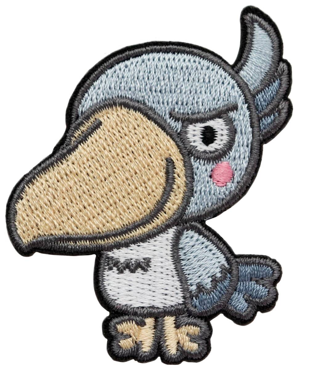 ワッペン ハシビロコウ かわいい動物 刺繍パッチ アイロン接着 説明書付き拍卖