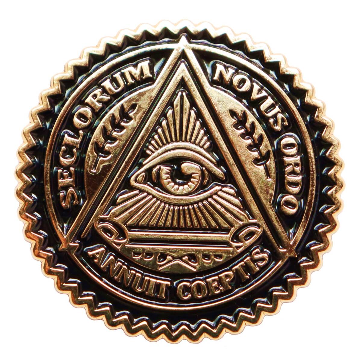 ピンバッジ フリーメイソン プロビデンスの目をデザインしたピンズ 合金製 直径2.5cm Freemasonry拍卖
