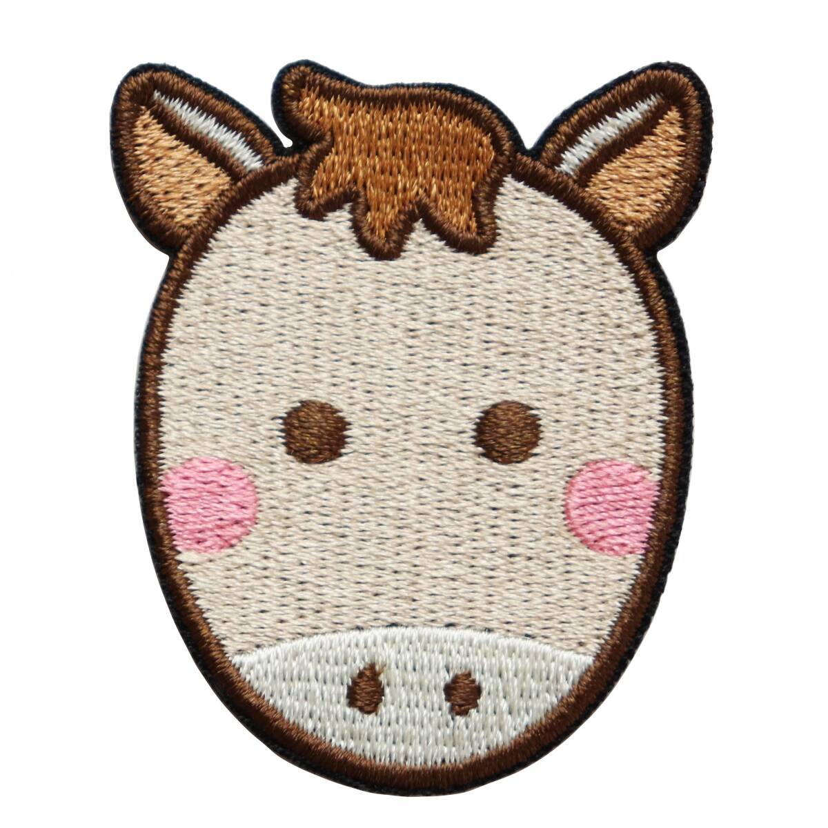 ワッペン 馬(ウマ) かわいい動物 干支・十二支 刺繍パッチ アイロン接着 説明書付き 横4.1cm×縦5cm拍卖