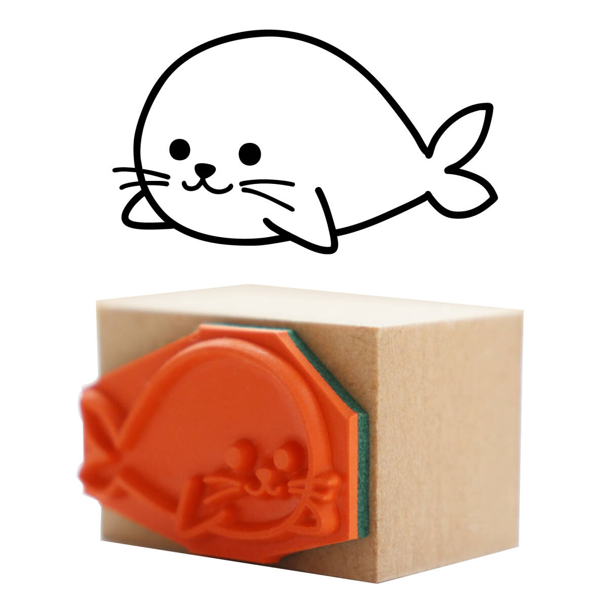 ハンコ ゴマフアザラシ かわいい動物 あざらしの赤ちゃん スタンプ・はんこ・ゴム印 印影サイズ:横27mm、縦16mm拍卖