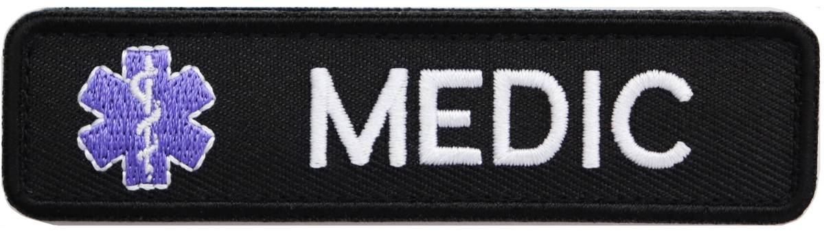 ワッペン MEDIC(衛生兵・救急医療)とアスクレピオスの杖 マジックテープ(ベルクロ・面ファスナー)着脱 ミリタリー サバゲー 刺繍パッチ拍卖