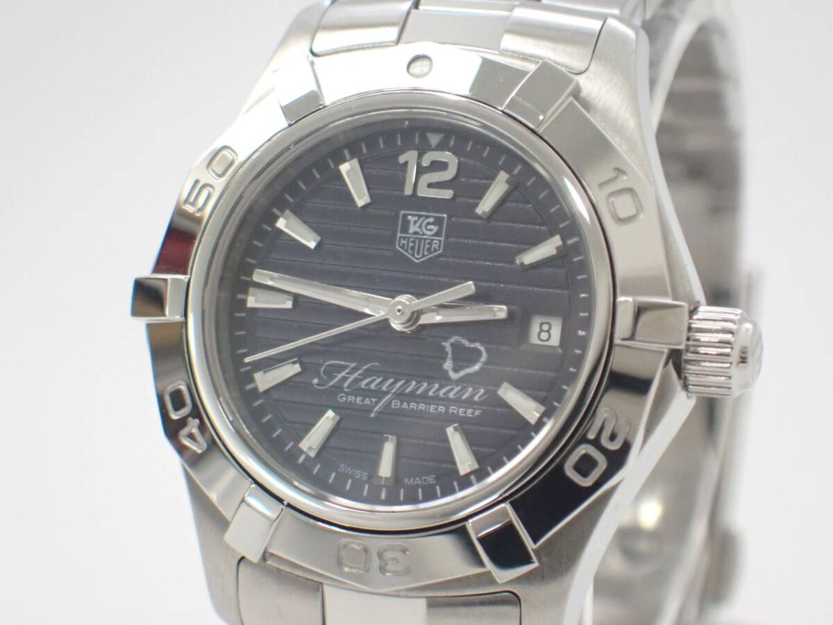稼動品 1円~☆TAG HEUER タグホイヤー QZ レディース腕時計 ヘイマンアイランド WAF141Y 黒文字盤 デイト ラウンド/E3709-72600拍卖