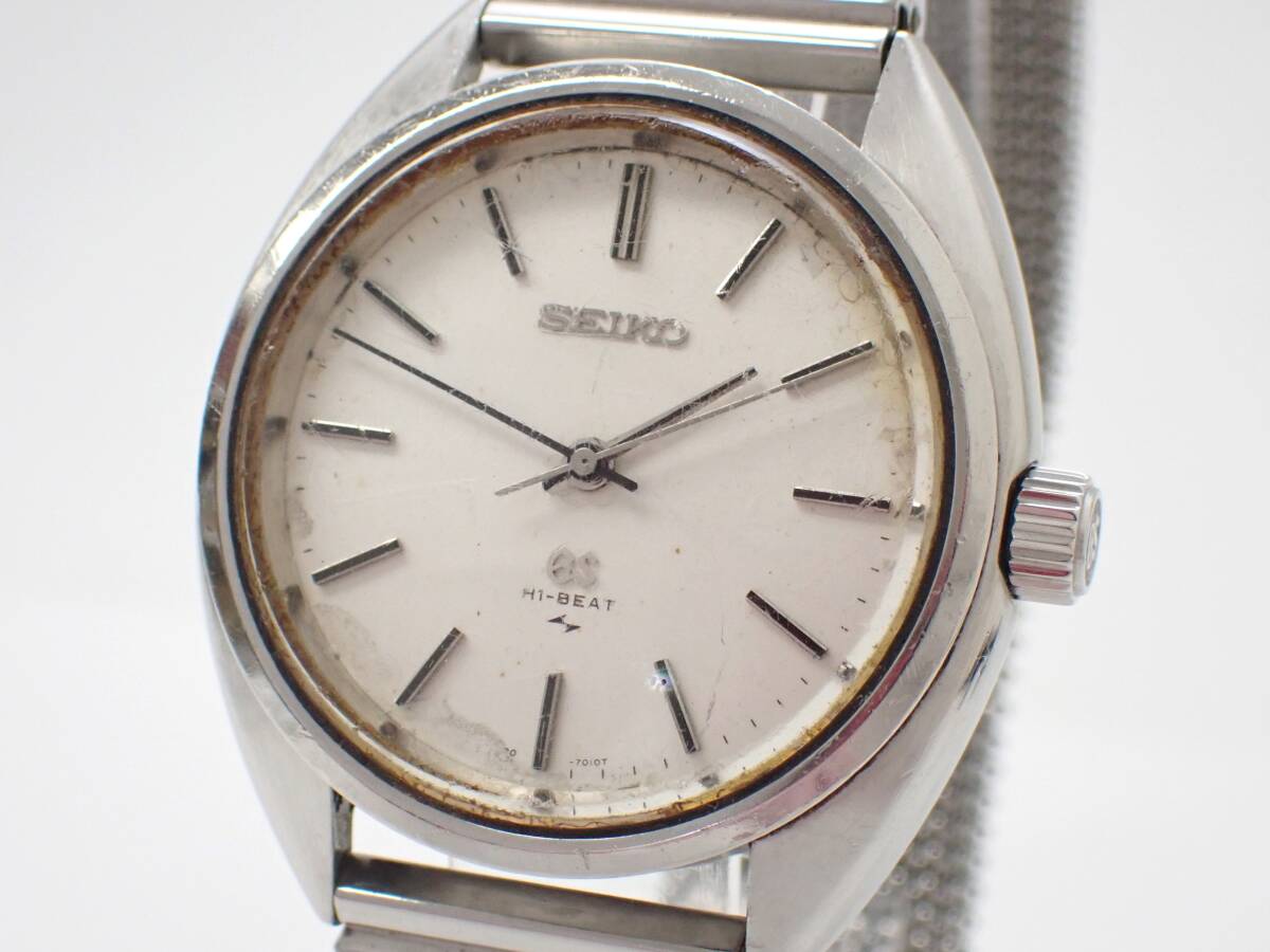 稼働品 1円~☆SEIKO セイコー 手巻き メンズ腕時計 GS グランドセイコー ハイビート 4520-7010 シルバー文字盤/T0881-40788.10/27拍卖