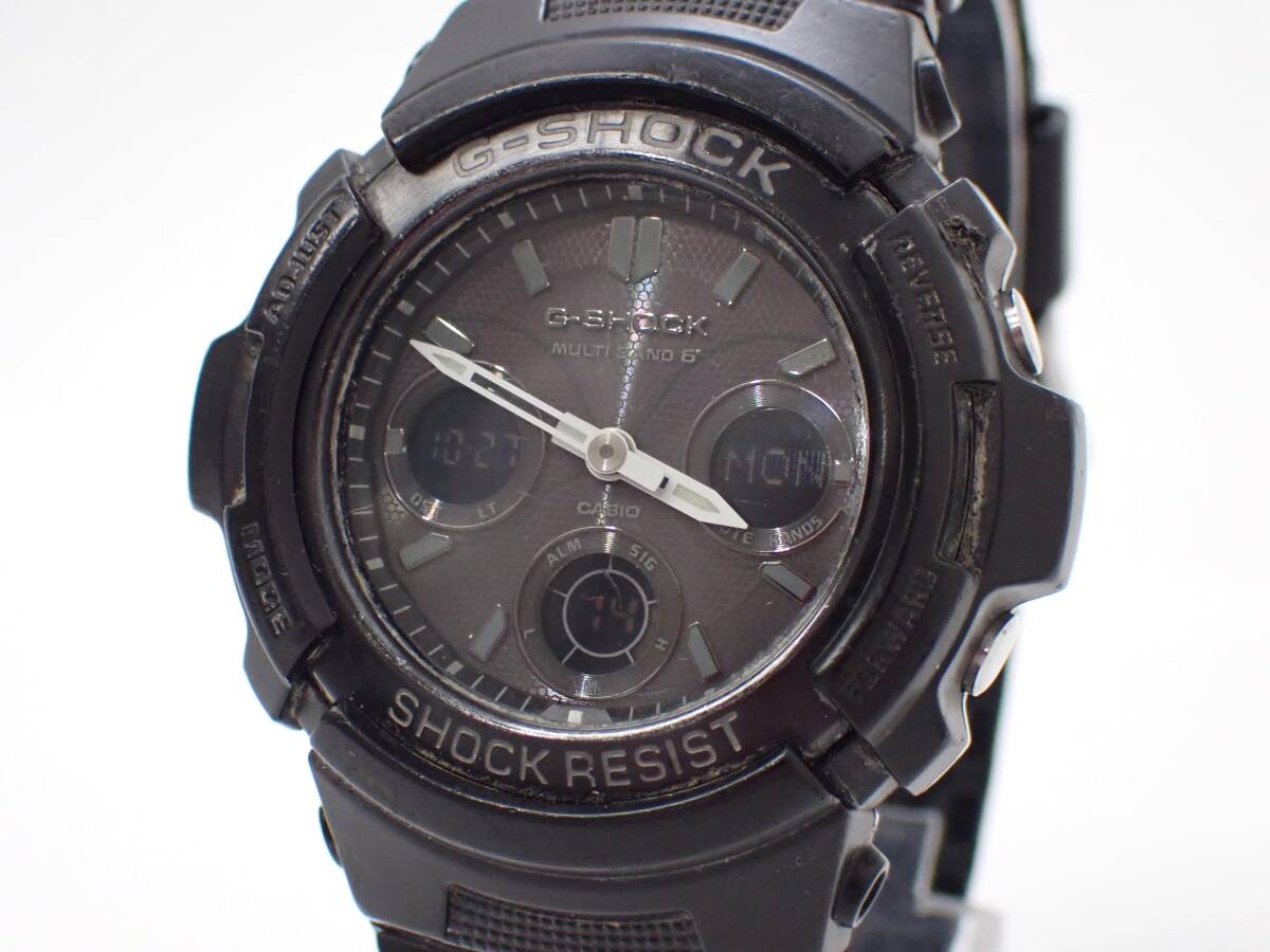 稼働品 1円~☆CASIO カシオ ソーラー メンズ腕時計 G-SHOCK ジーショック AWG-M100B アナデジ デイト マルチバンド6/DA1457-5099.10/27拍卖
