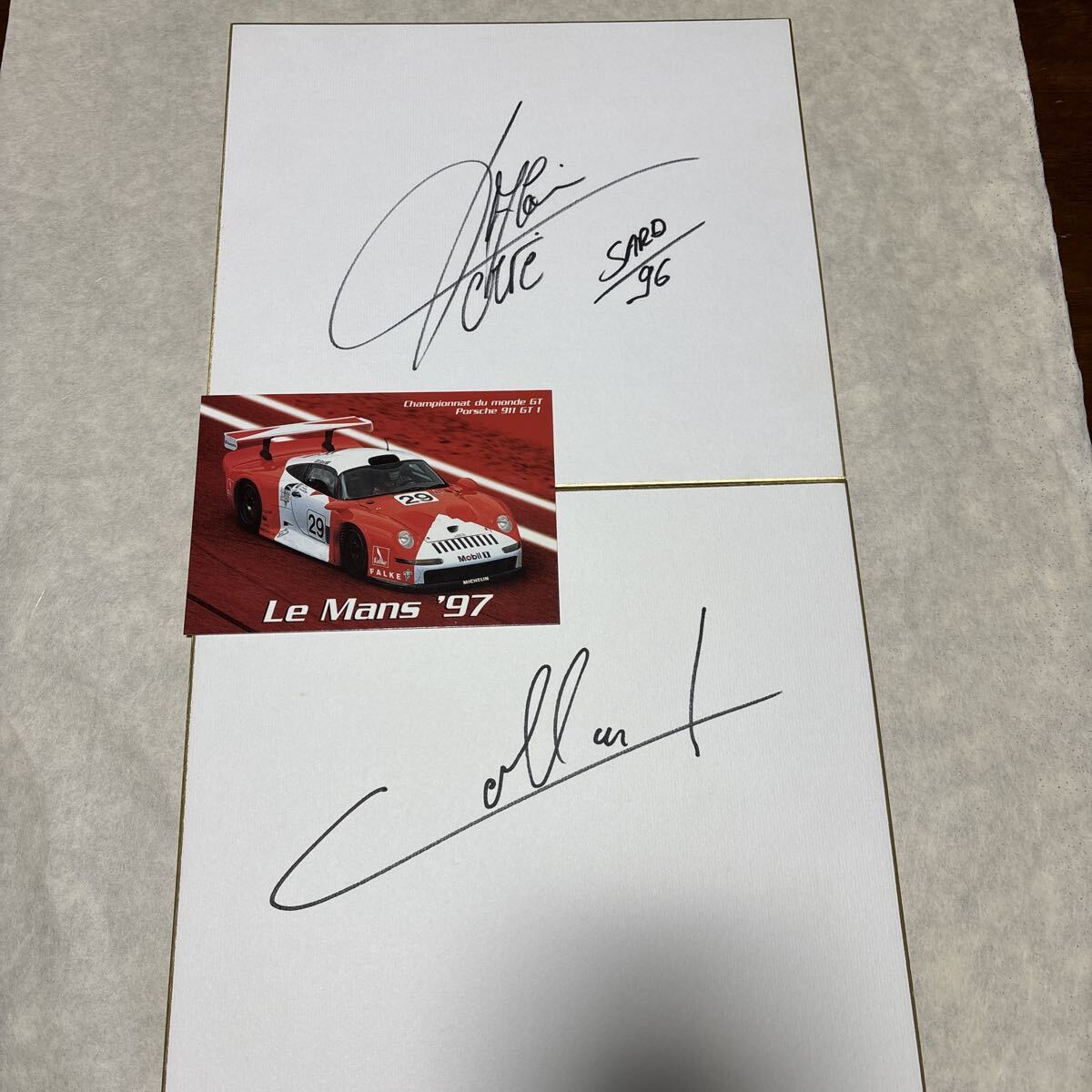 エマニュエル.コラール&アラン.フェルテ選手サイン色紙、カード拍卖