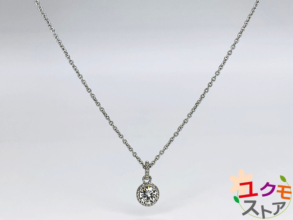 【送料無料】PT900・850 ダイヤプチネックレス D0.145ct E VS1 GOOD 中央宝石研究所鑑定書付き CGL鑑 ポリッシュ・仕上済み 4月誕生石拍卖