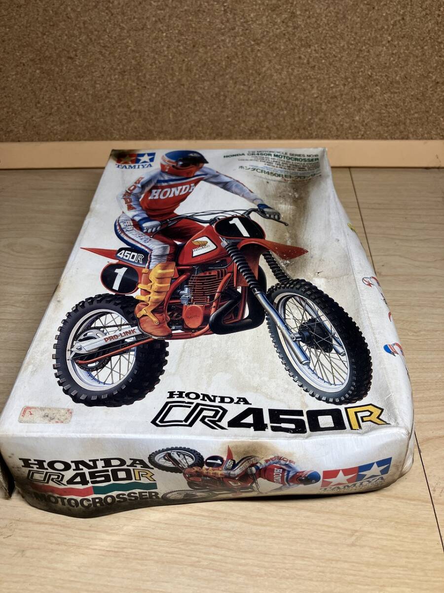 【未組立 箱大ダメージ有】小鹿 タミヤ 1/12 ホンダ CR450R モトクロッサー 人形付き バイク プラモデル 当時もの拍卖