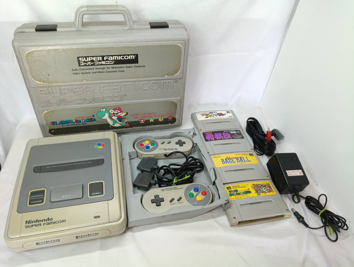 スーパーファミコン 1chip 01 本体 コントローラー スーパーマリオワールドケース ゲームソフト4本SFC 動作確認済 全国送料無料拍卖