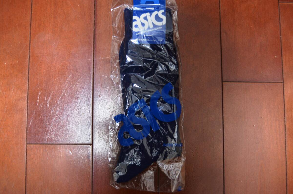 【iru-Z2-K】激レアカラー! 超美品 新品未開封 80年代 昭和レトロ asics TIGERロゴ スポーティングソックス 24-26 廃盤品 当時物拍卖