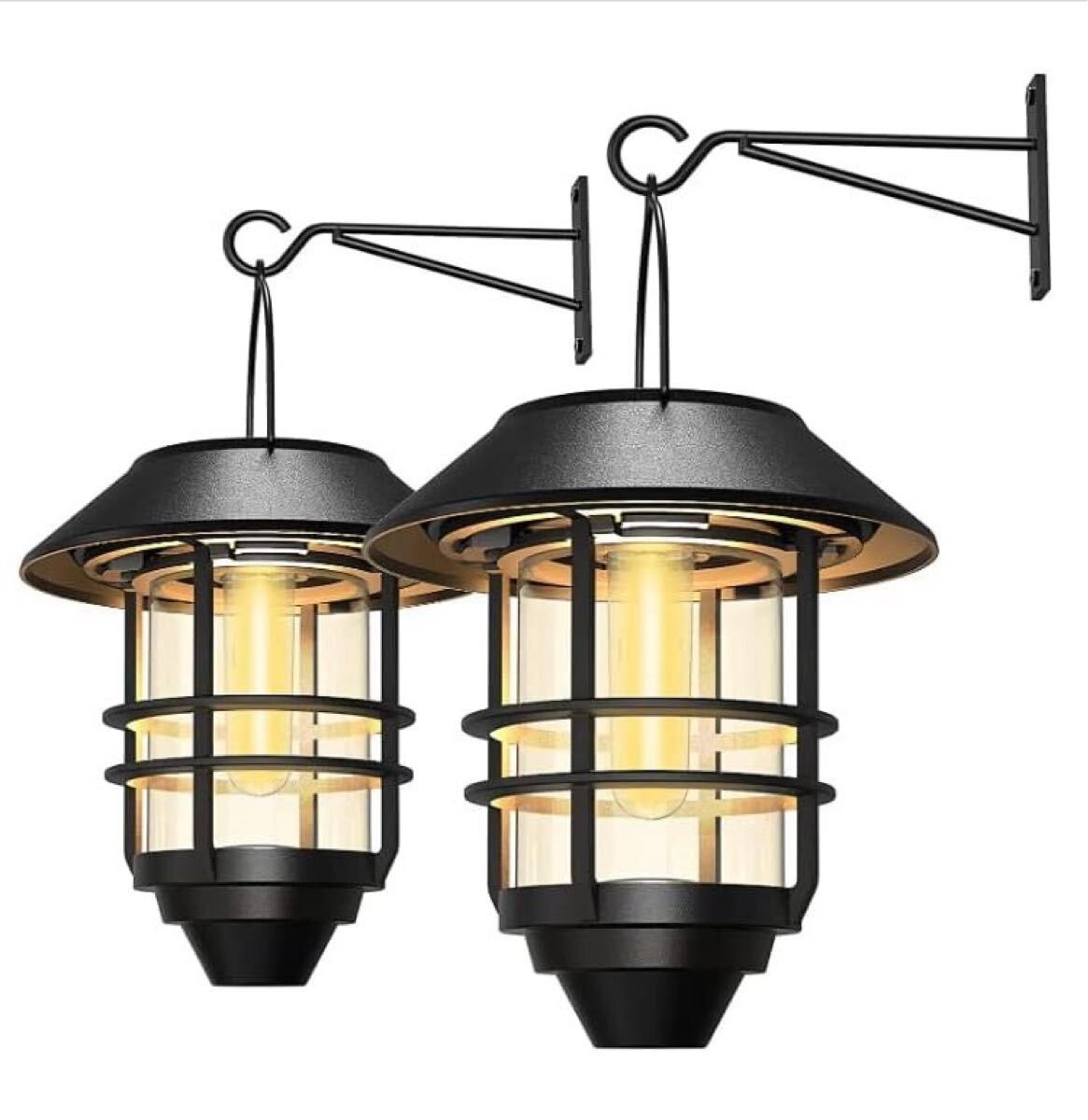 限定SALE C90 ソーラーライト2個Set 高品質ブラケットランプ 装飾 防水 自動点灯・消灯 吊下式 暖色 庭用 省エネ 玄関/ガーデン/拍卖