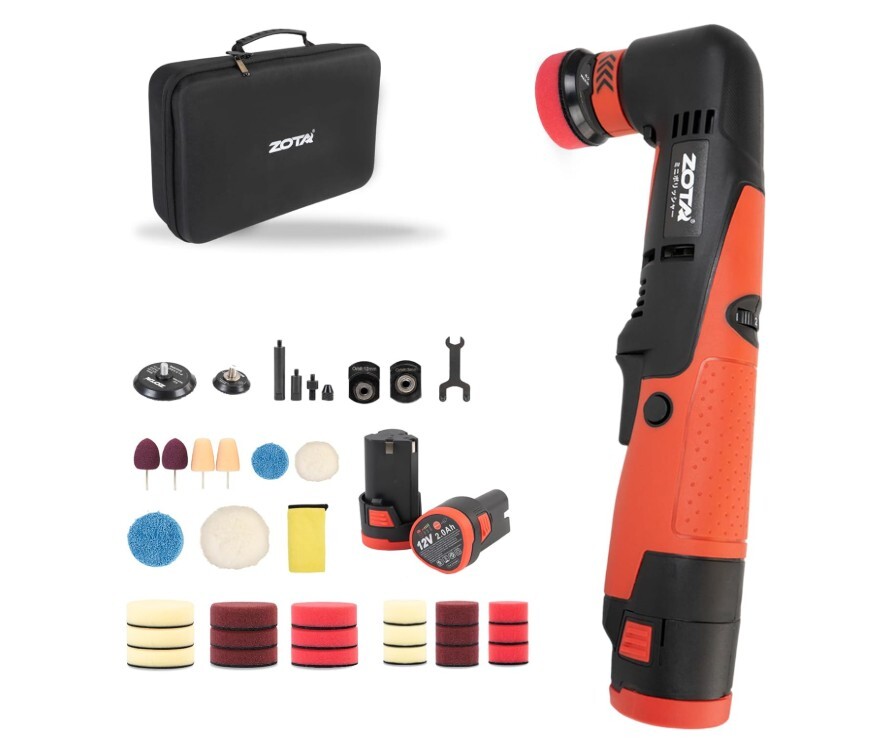 BB43 ZOTA ミニポリッシャー30mm/50mm コードレス 2800~4500rpm 六段階 ダブルアクション12V 2.0Ahバッテリー2個 収納バック付(DP2A)拍卖