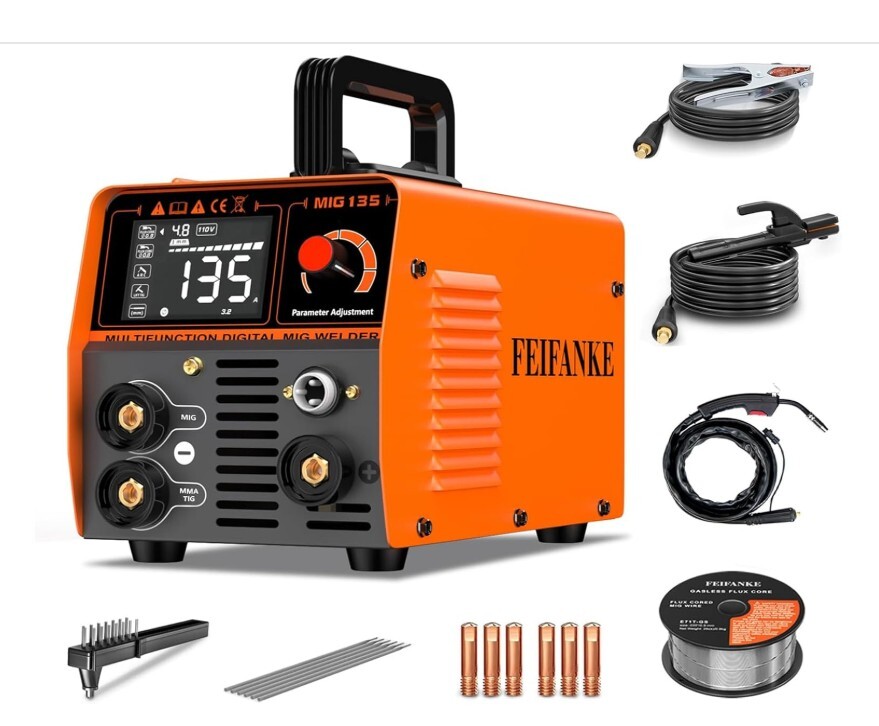 本日限定SALE!! D25 MIG-135 FEIFANKE 高性能半自動溶接機 最大135A 100V インバーター搭載ノンガスMIG被覆アークLIFT TIG対応 1台3役 拍卖