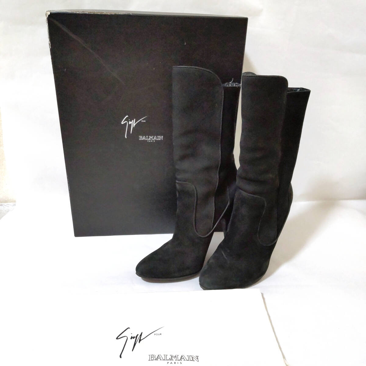 BALMAIN バルマン ブラック ウェード オーバーニー サイハイヒール ブーツ トールブーツ 36 正規品拍卖