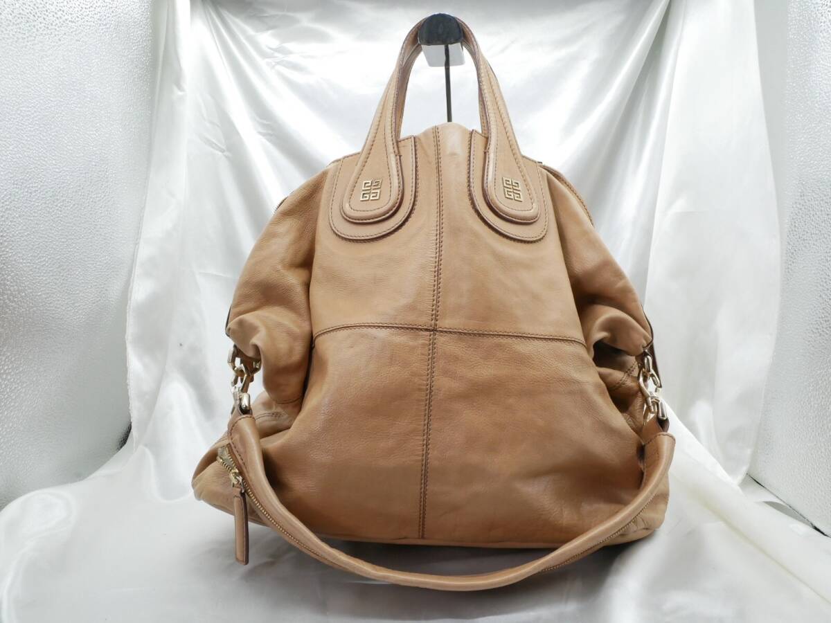 GIVENCHY ジバンシー ナイチンゲール バッグ ハンドバッグ ラージバッグ ベージュ レザー キャメル ライトブラウン拍卖