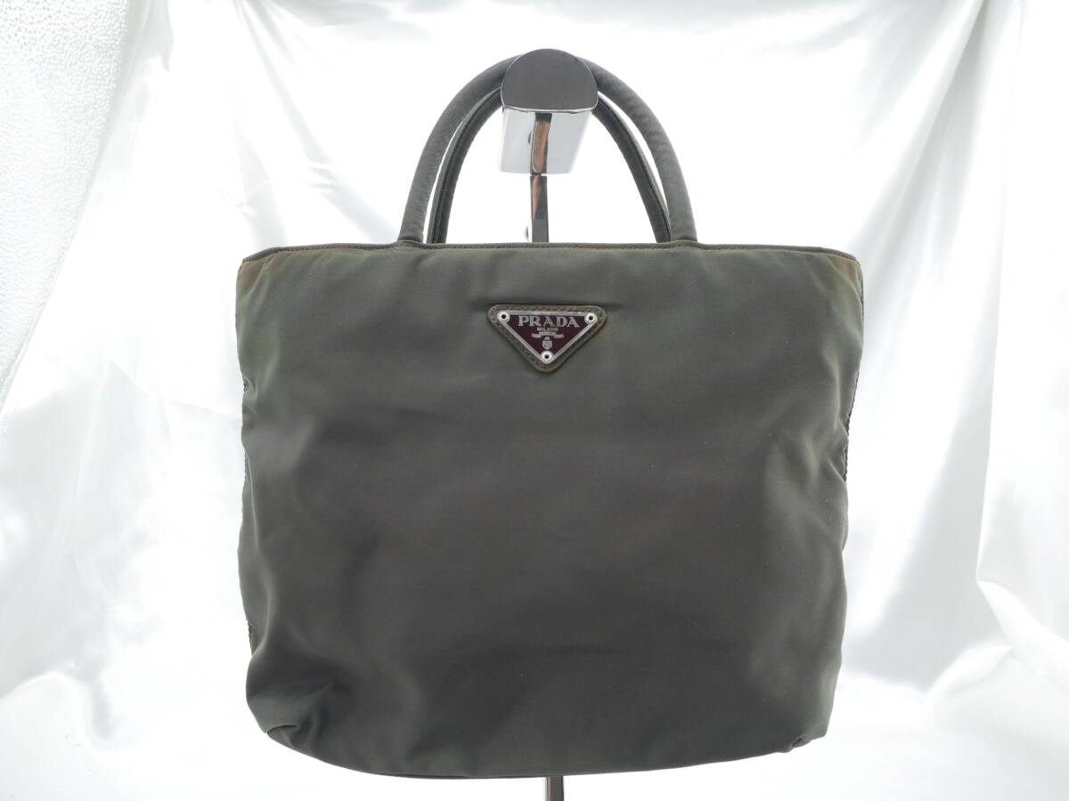PRADA プラダ トートバッグ ハンドバッグ ナイロン カーキ ダークグリーン イタリア製拍卖