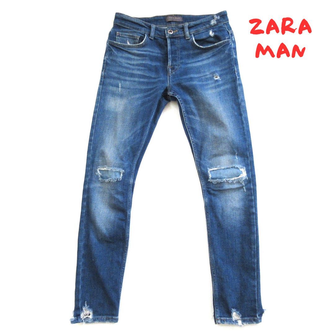 【ZARA MAN】 ザラ ダメージ&リペア ストレッチスキニー 0313拍卖