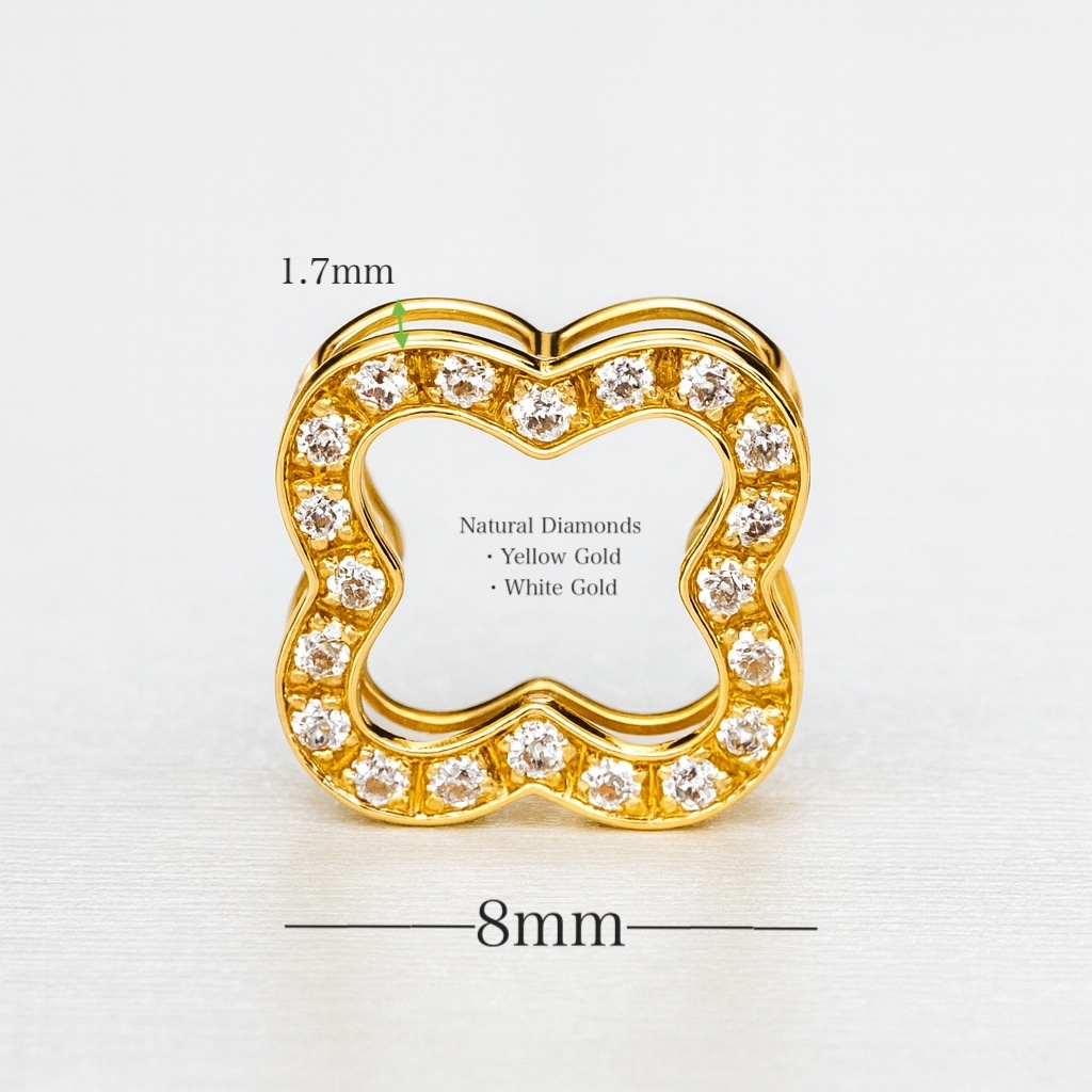 天然ダイヤモンド K18YG クローバー 四ツ葉 18K イエローゴールド 18金 チャーム ネックレスパーツ ペンダントパーツ コマ パーツ ミニ 小拍卖