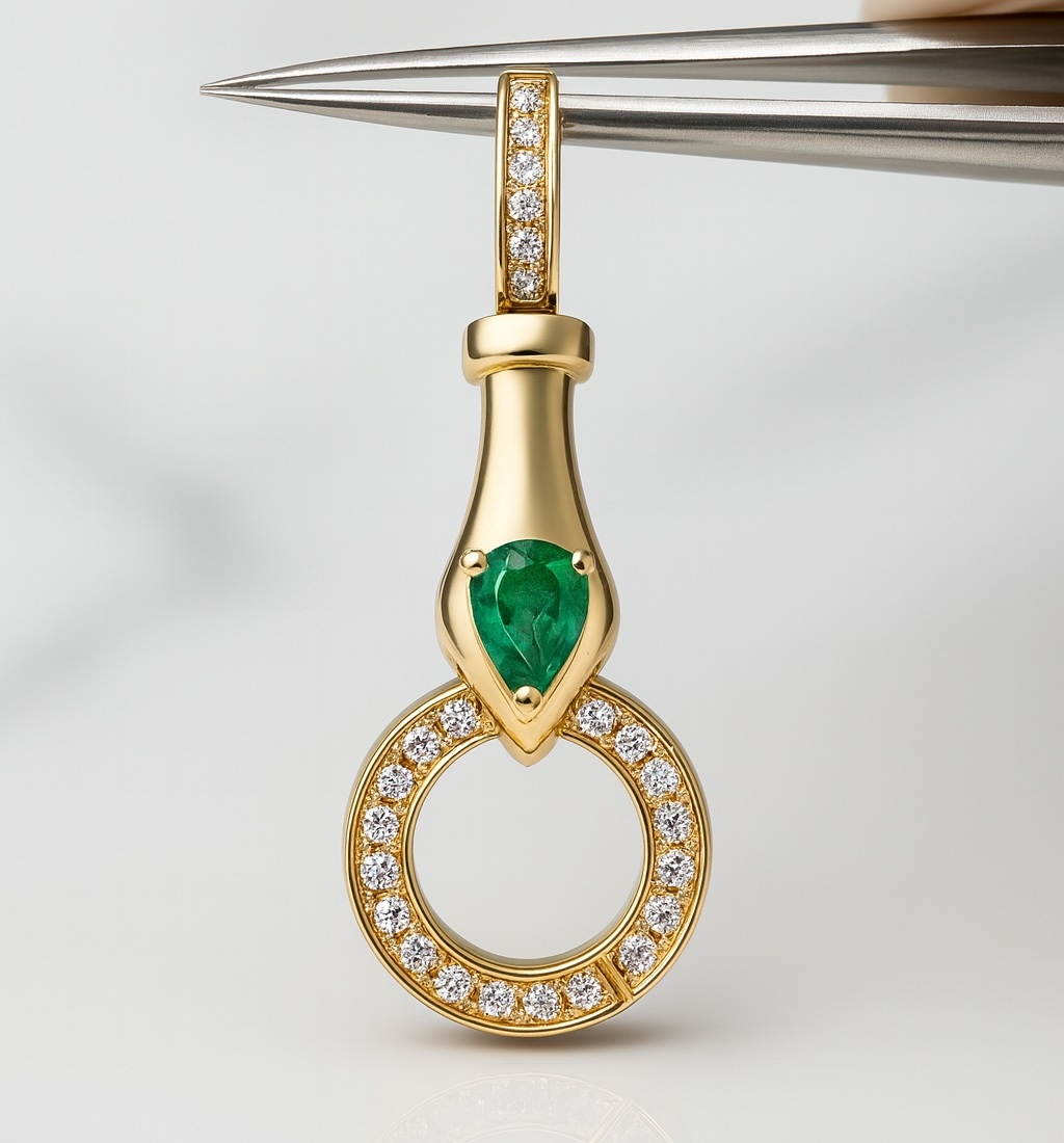 K18YG エメラルド ペンダント バチカン パーツ マルチバチカン クリッカー 18K ペンダントパーツ クラスプ YG ダイヤモンド ダイヤ拍卖