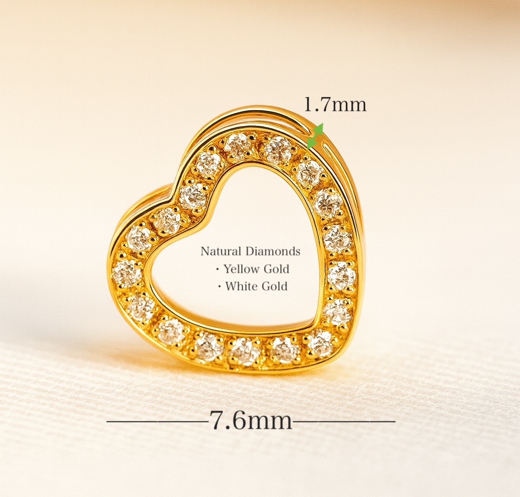 天然ダイヤモンド K18YG WG ハート 18K イエローゴールド 18金 チャーム ネックレスパーツ ペンダントパーツ コマ パーツ ミニ 小拍卖
