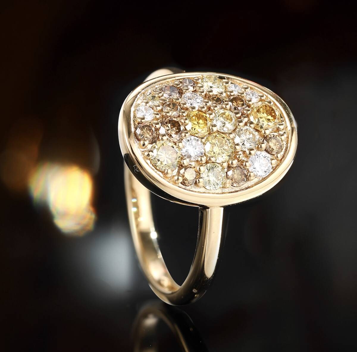 K18YG ダイヤモンド 指輪 リング オーバル ダイヤ 楕円形 9号 10号 11号 12号 13号 14号 ~ イエローゴールド YG 18K ブラウン イエロー 拍卖