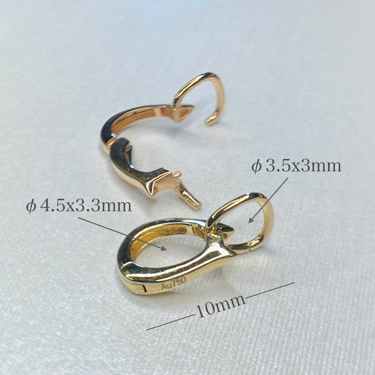 K18YG WG PG【S:10mm】バチカン ワンタッチ イエローゴールド 18K パーツ 開口 繋ぎ ペンダントパーツ ピンクゴールド ホワイトゴールド拍卖