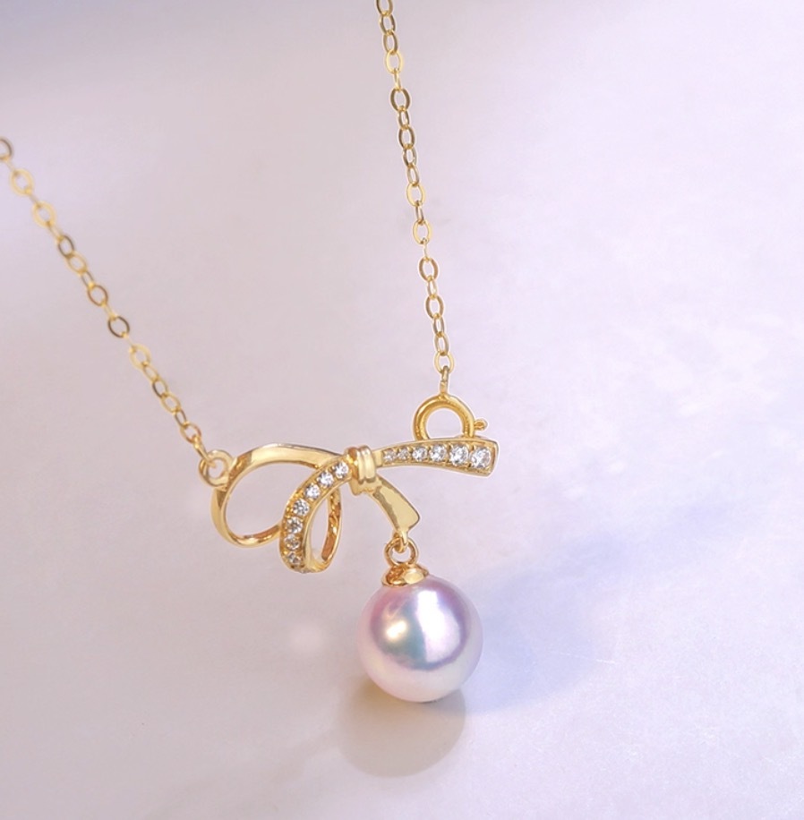 K18YG あこや真珠 ネックレス ペンダント ジルコニア 18K 18金 アコヤ パール akoya YG アコヤ真珠拍卖